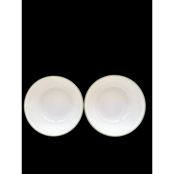 Corelle By Corning Set Of 2 White & Green Rim Serving Bowls Matches Shadow Iris - Picture 1 of 5
